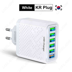 6-in-1 USB Fast Charger Adapter – QC3.0, 6 Ports, EU/US/UK/KR Plug, Multi-Device Charging