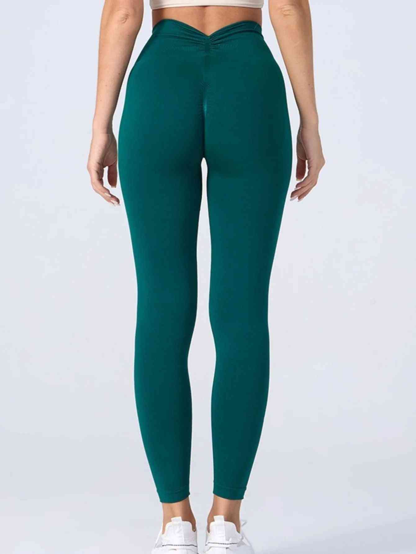 Women’s Seamless High Waist Sports Leggings – V-Fold Back, Peach Hip-Lift, Yoga & Gym Pants