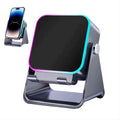 Global Prime Essential 5-in-1 wireless speaker with phone holder, RGB lighting, Bluetooth, induction audio, and charging features.