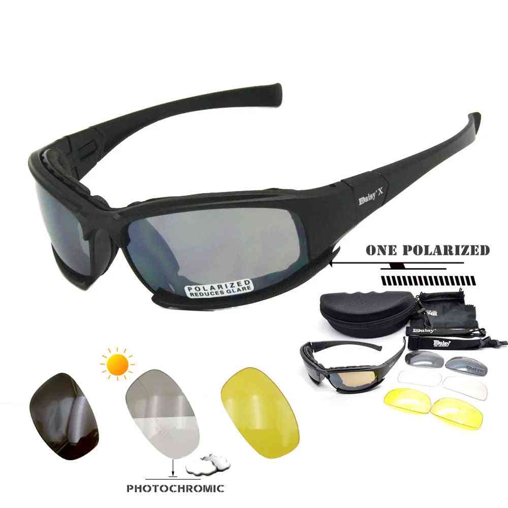Tactical Photochromic Polarized Sunglasses – 5 Interchangeable Lenses, UV400 & TR90 Frame