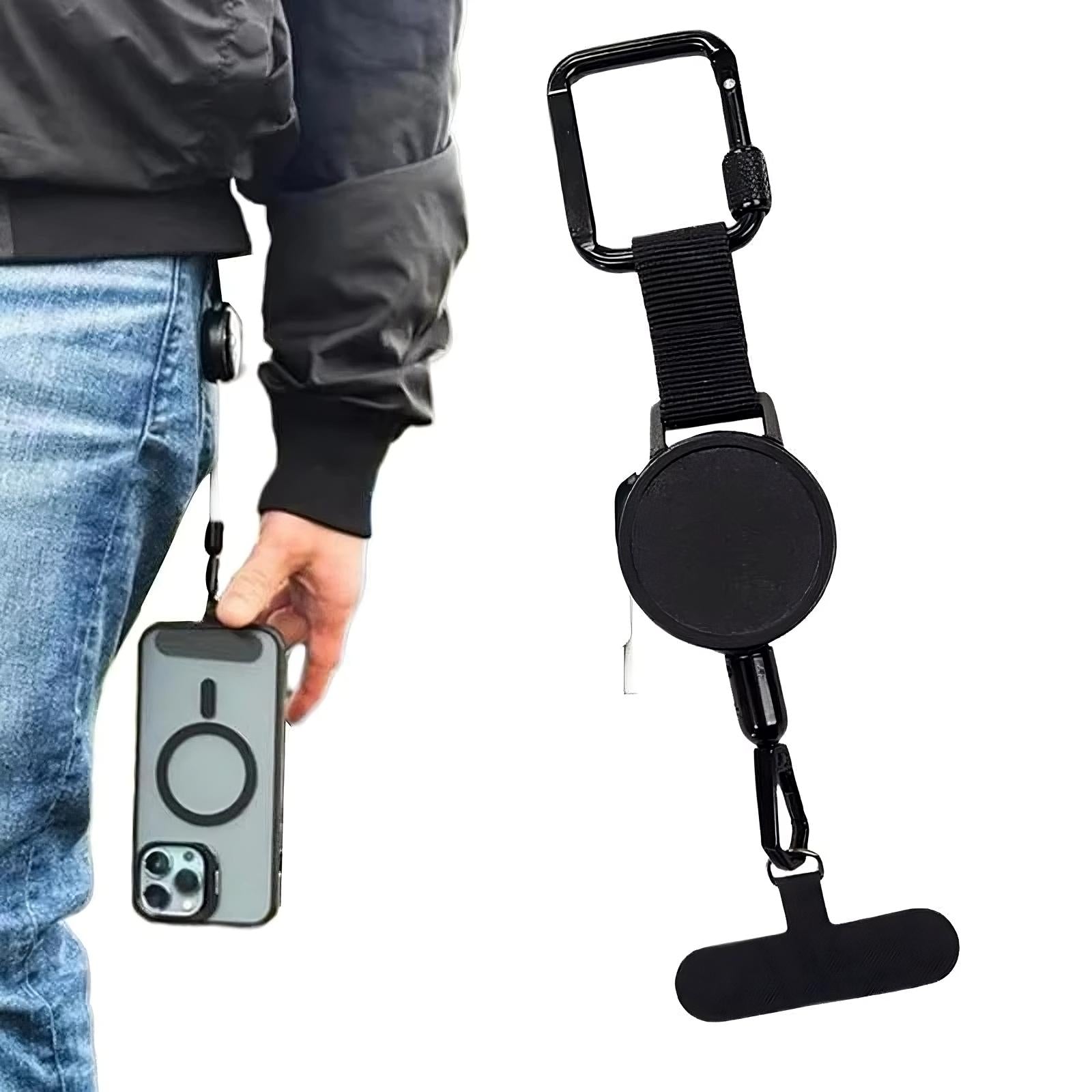 Anti-Theft Retractable Phone Lanyard – Anti-Drop Tether, Carabiner Clip, Outdoor & Sports