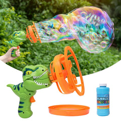 Dinosaur Bubble Gun for Kids – Bubbles Inside Bubbles, One-Button, Safe ABS, 3 Colors