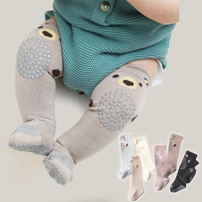 Baby Non-Slip Floor Socks with Knee & Elbow Pads – Crawling Protection, Breathable, 0-3 Years