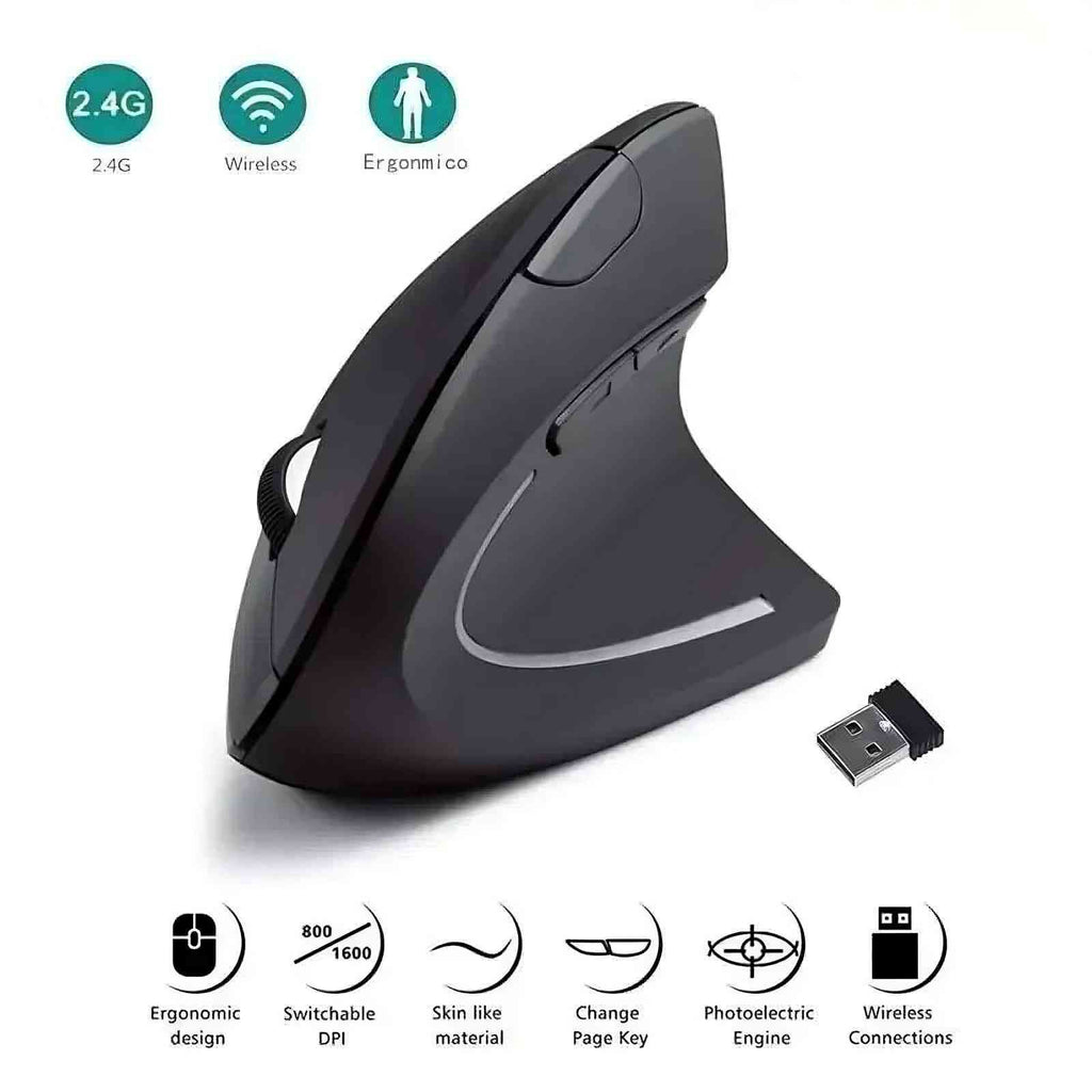 Vertical Ergonomic Wireless Mouse – 2.4GHz, 6 Buttons, 3 DPI Levels, Carpal Tunnel Relief