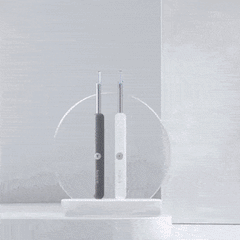 Global Prime Essential Smart Ear Wax Remover shown in use, featuring a sleek design with gentle tips for safe ear cleaning.