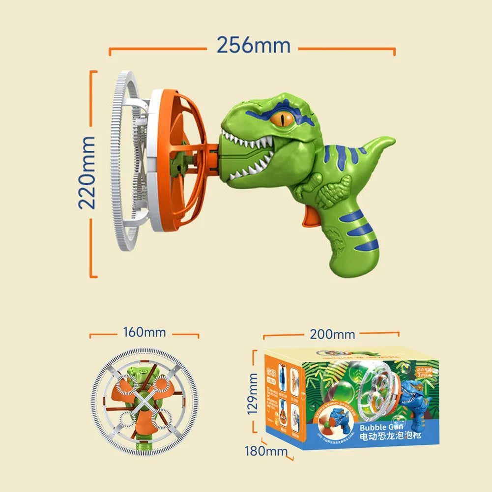 Dinosaur Bubble Gun for Kids – Bubbles Inside Bubbles, One-Button, Safe ABS, 3 Colors
