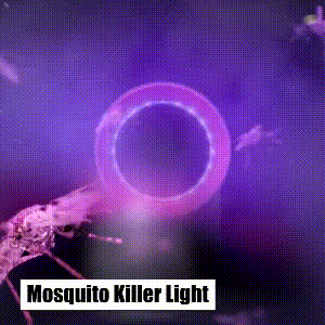 Global Prime Essential mosquito lamp emitting UV light to attract and trap flying insects in a sleek, compact device.