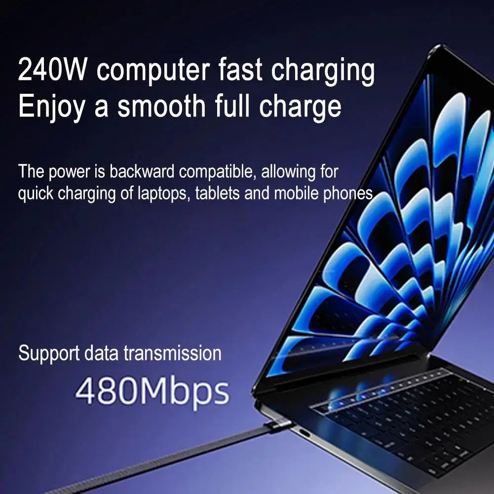 Global Prime Essential 2-in-1 charging cable stand holding phone and tablet with integrated charger on a desk.