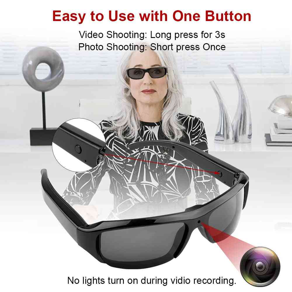 1080P HD Camera Sunglasses – 120° Wide Angle, 2-Hour Recording, Hands-Free POV Camera