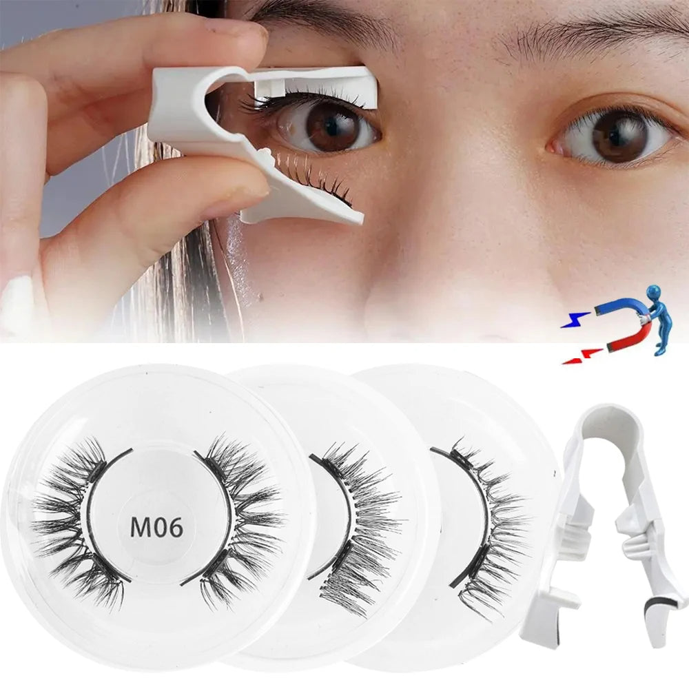 Magnetic False Eyelashes – 3D Mink, No Glue, Natural Look, Reusable with Tweezers – 7 Styles