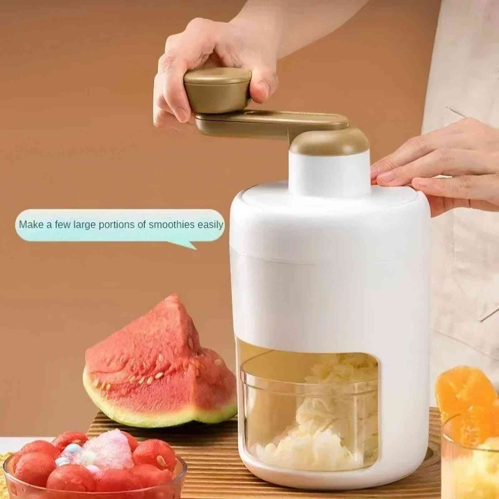 Global Prime Essential hand crank ice crusher and slushie maker with a manual snow cone machine for crushing ice without electricity