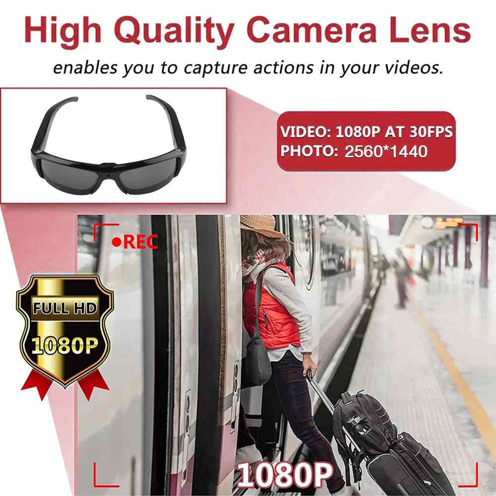 1080P HD Camera Sunglasses – 120° Wide Angle, 2-Hour Recording, Hands-Free POV Camera