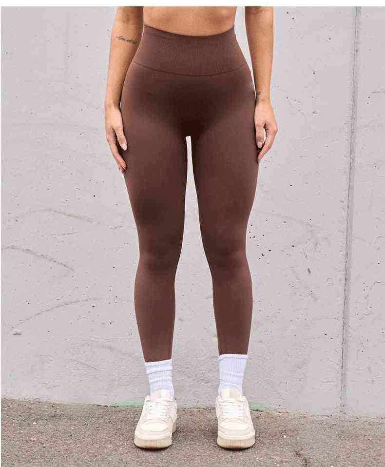 Women’s Seamless High Waist Sports Leggings – V-Fold Back, Peach Hip-Lift, Yoga & Gym Pants