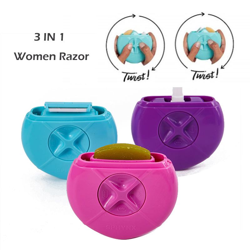 3-in-1 Portable Women’s Razor Kit – Triple Blade, Refillable Water Spray & Moisturizing Bar