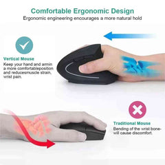 Vertical Ergonomic Wireless Mouse – 2.4GHz, 6 Buttons, 3 DPI Levels, Carpal Tunnel Relief