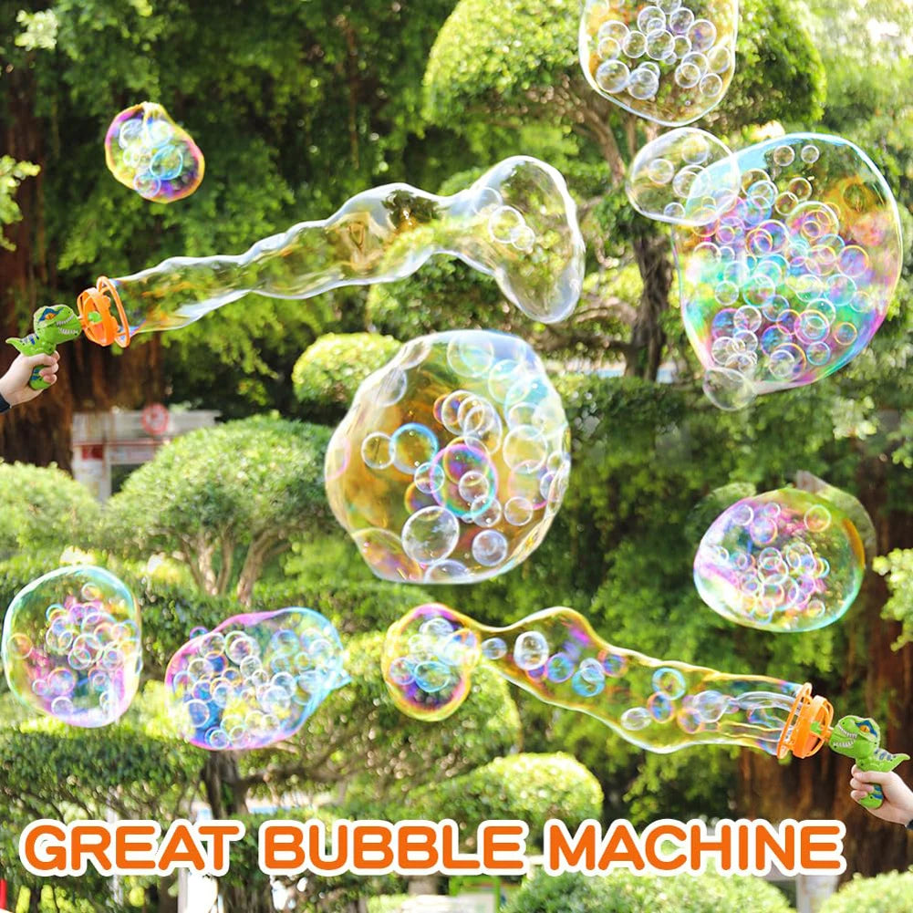 Dinosaur Bubble Gun for Kids – Bubbles Inside Bubbles, One-Button, Safe ABS, 3 Colors