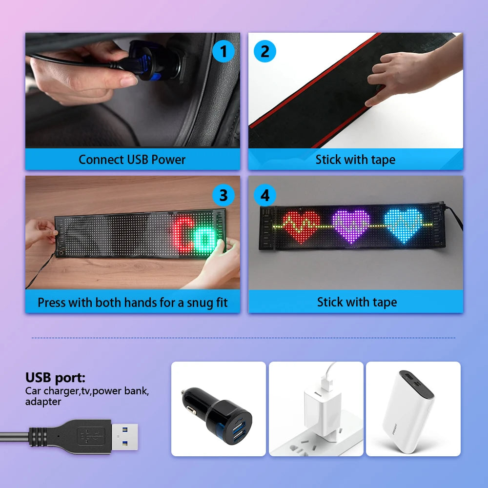 Flexible Car LED panel from Global Prime Essential showing bright, adjustable LED lights on a sleek black panel.