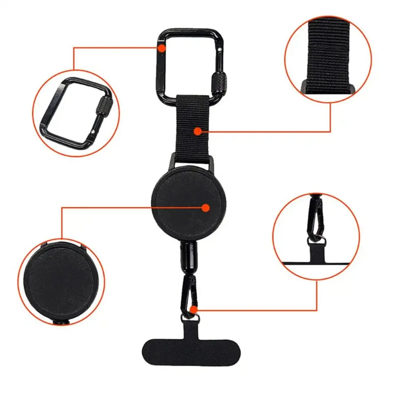 Anti-Theft Retractable Phone Lanyard – Anti-Drop Tether, Carabiner Clip, Outdoor & Sports