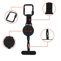 Anti-Theft Retractable Phone Lanyard – Anti-Drop Tether, Carabiner Clip, Outdoor & Sports