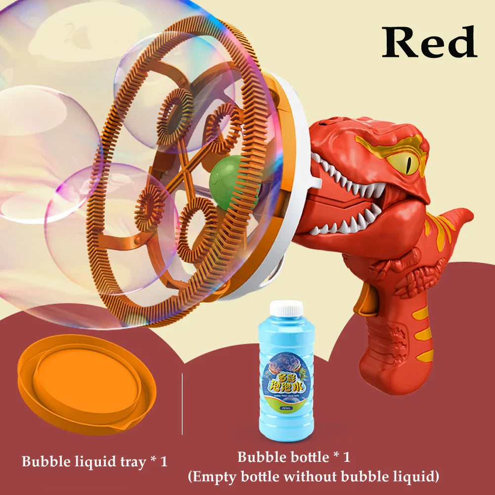 Dinosaur Bubble Gun for Kids – Bubbles Inside Bubbles, One-Button, Safe ABS, 3 Colors