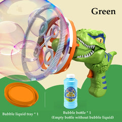Dinosaur Bubble Gun for Kids – Bubbles Inside Bubbles, One-Button, Safe ABS, 3 Colors