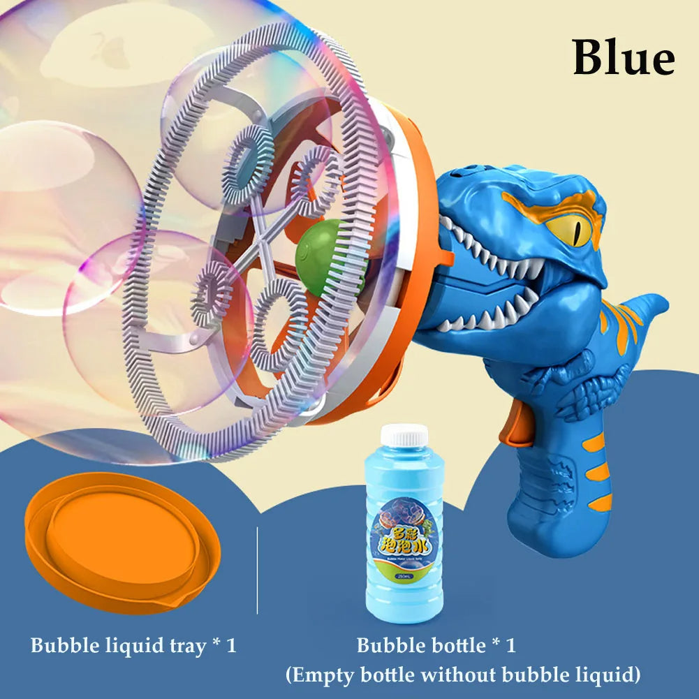 Dinosaur Bubble Gun for Kids – Bubbles Inside Bubbles, One-Button, Safe ABS, 3 Colors