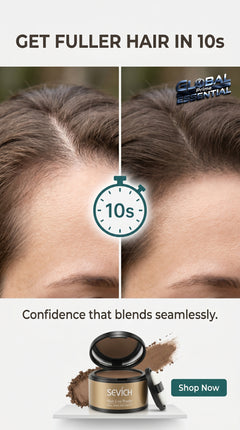 Global Prime Essential Hairline Powder for instant root filling to conceal thinning areas and sparse hairlines.