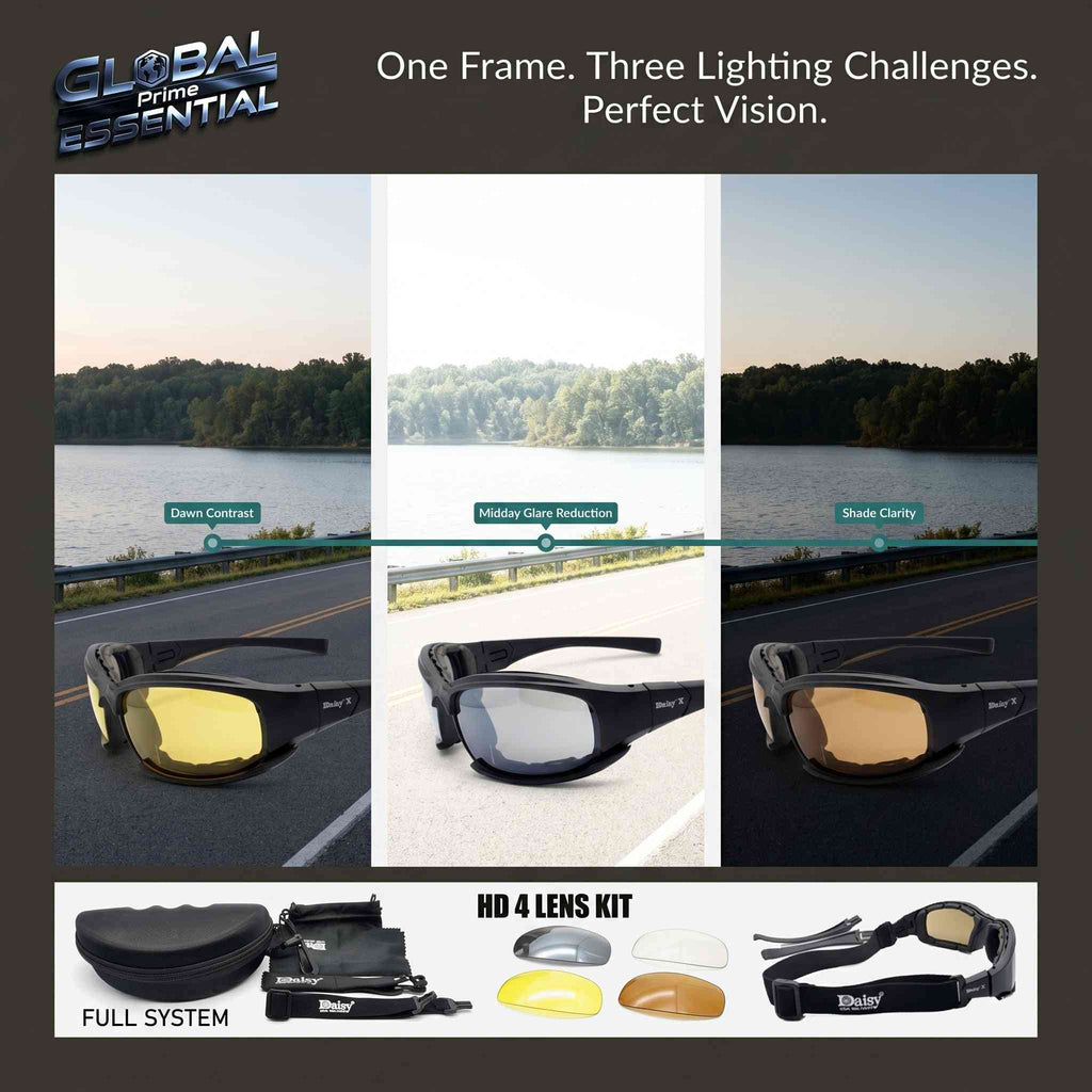 Tactical Photochromic Polarized Sunglasses – 5 Interchangeable Lenses, UV400 & TR90 Frame