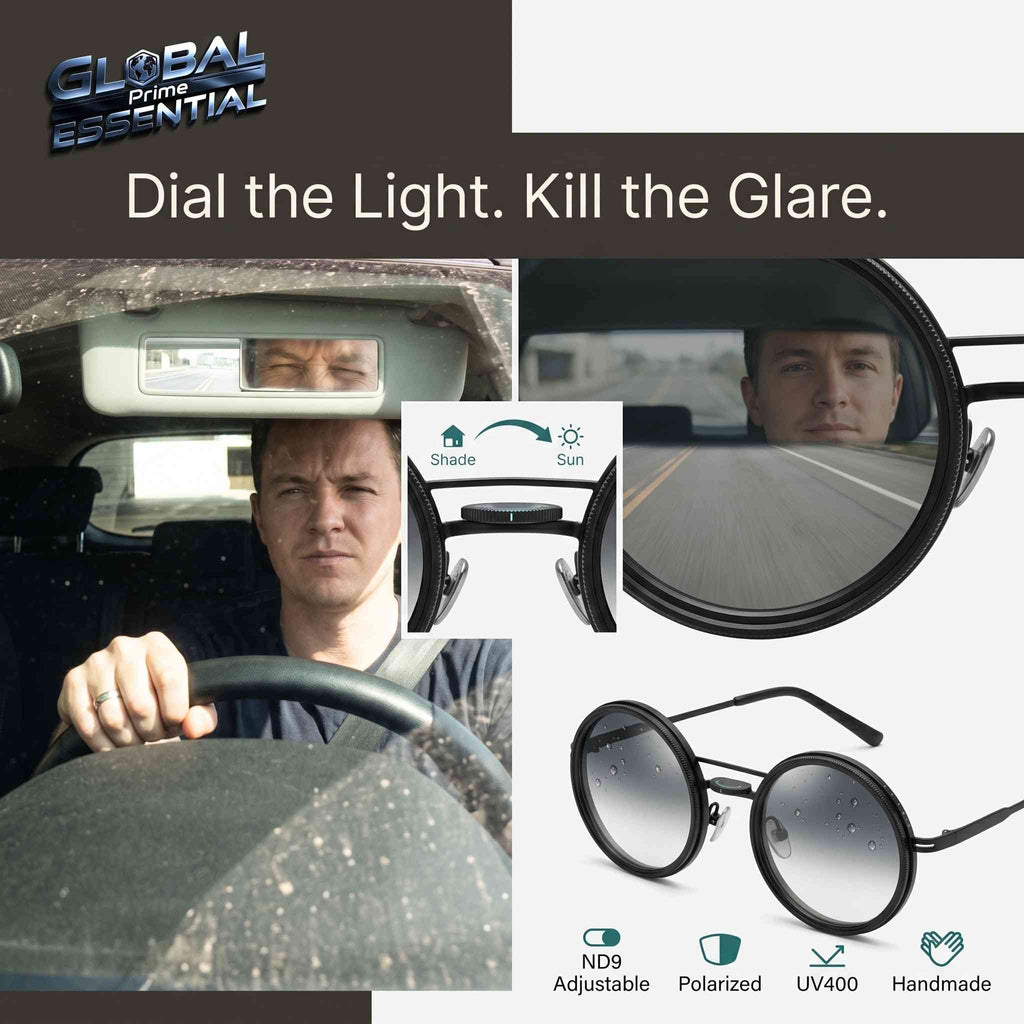 Adjustable Dimming Polarized Sunglasses – ND9 Handmade, UV400, Glare-Free for Men & Women