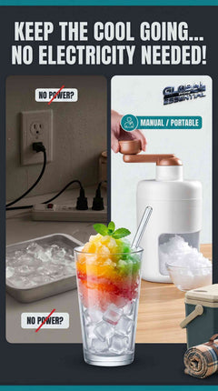 Hand crank ice crusher and slushie maker by Global Prime Essential, manual snow cone machine for icy treats without electricity.