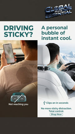 Global Prime Essential cooling car seat fan providing personal airflow to beat the heat in your vehicle's seat.