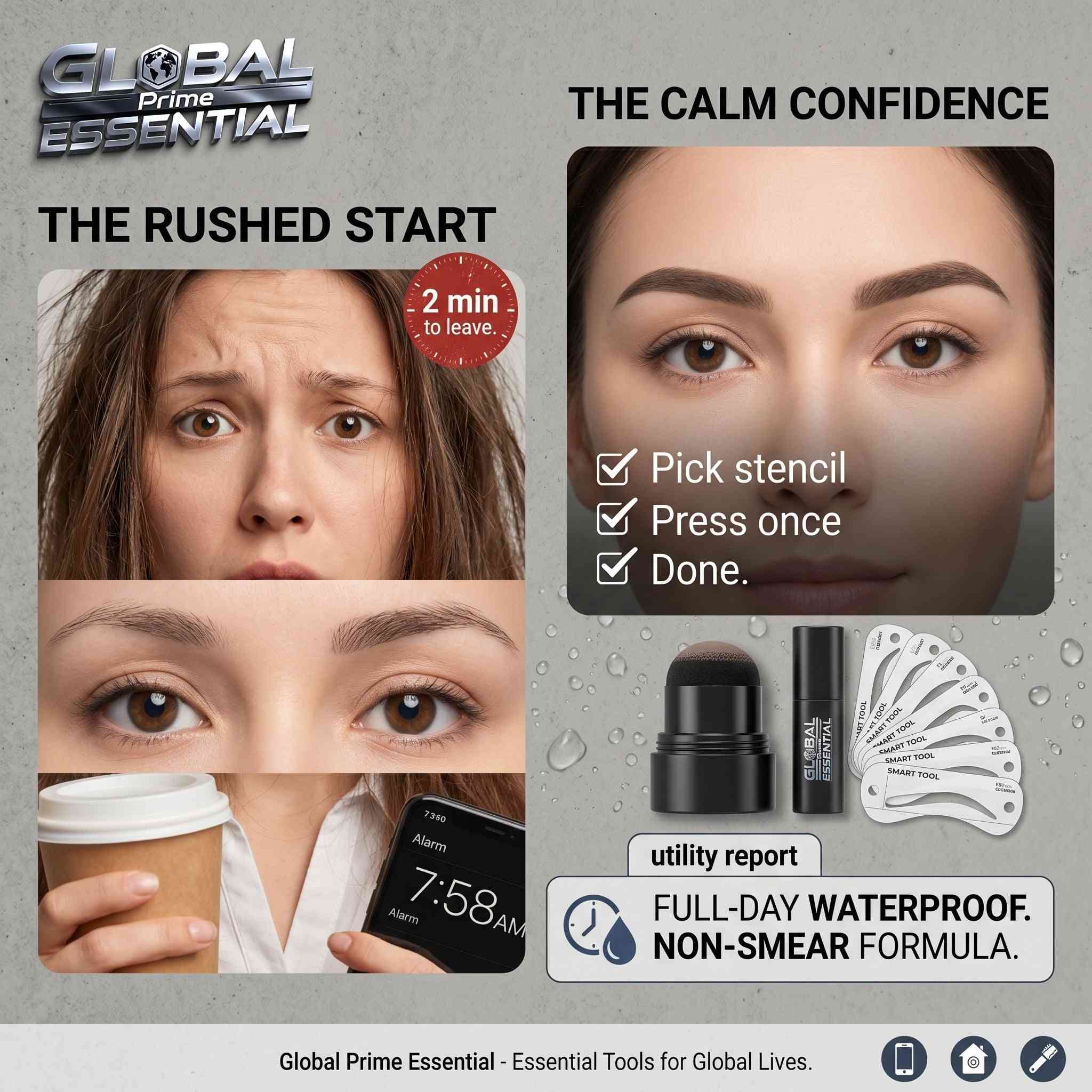 Eyebrow Powder Stamp Tint & Stencil Kit – Waterproof, Long-Lasting, Natural Brow Shaping
