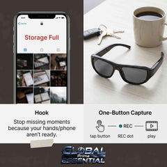 1080P HD Camera Sunglasses – 120° Wide Angle, 2-Hour Recording, Hands-Free POV Camera