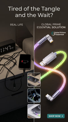 120W RGB Fast Charging Cable – USB-A to Type-C with LED Glow