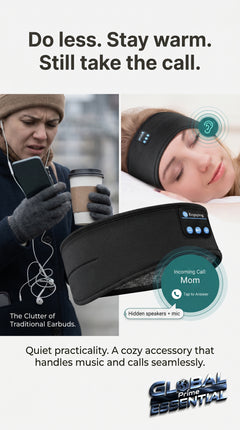 Global Prime Essential Bluetooth headscarf with built-in speakers, perfect for outdoor music, calls, and comfortable wear.