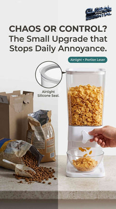 Global Prime Essential 5L dry food dispenser with airtight silicone seal, ideal for cereal and pet food storage.