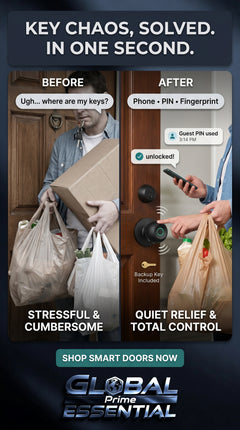 Global Prime Essential smart door knob with keyless entry and modern design for secure, key-free home access.