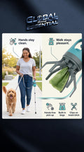 Global Prime Essential portable dog poop scooper in use, making outdoor cleanup easy during pleasant walks.