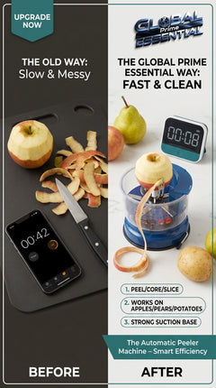 Global Prime Essential automatic fruit peeler machine peeling fruit effortlessly, saving time and reducing mess.