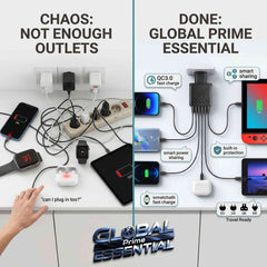 6-in-1 USB Fast Charger Adapter – QC3.0, 6 Ports, EU/US/UK/KR Plug, Multi-Device Charging