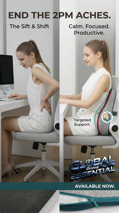 Global Prime Essential memory foam office chair cushion for desk comfort, reducing pain and boosting focus during work.