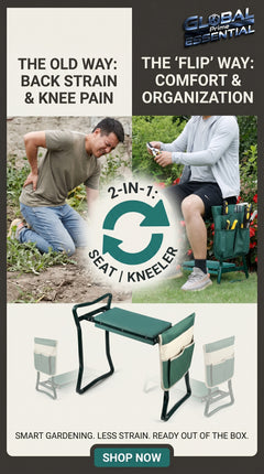 2-in-1 Garden Kneeler & Folding Chair – Padded Knee Rest with Tool Organizer, No Assembly