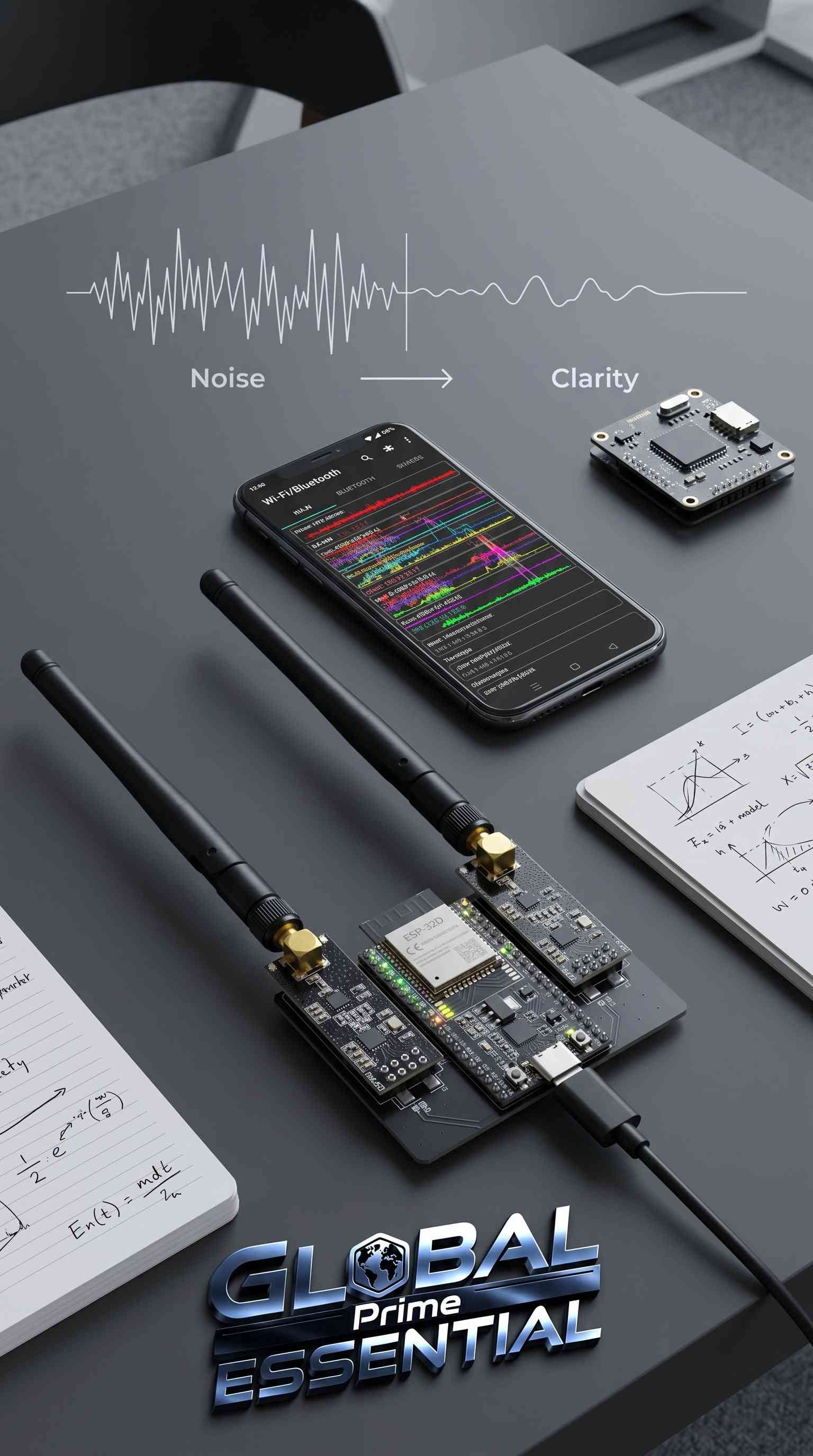 ESP32 DevKitC IoT development kit with NRF24L01 2.4GHz wireless modules, WiFi, and Bluetooth from Global Prime Essential.