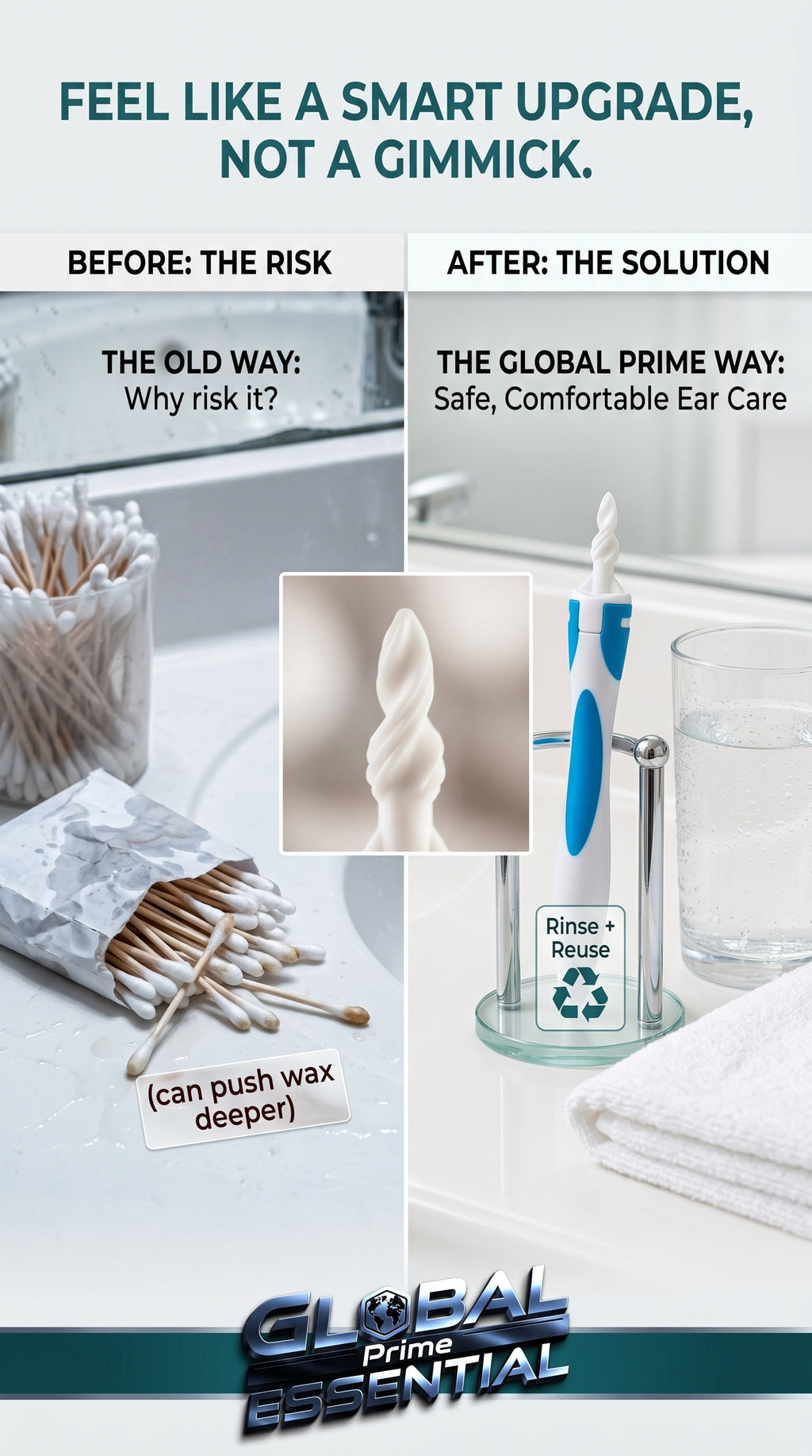 Global Prime Essential silicone ear cleaner for gentle, effective ear hygiene and safe ear cleaning.