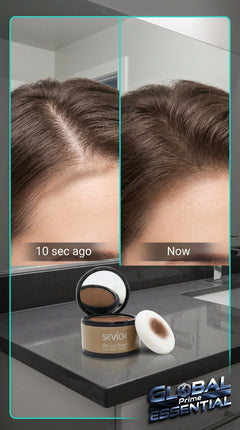 Global Prime Essential Hairline Powder for instant root filling, covering thinning areas and sparse hairlines naturally.