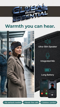 Global Prime Essential Bluetooth headscarf with built-in speakers for wireless music and calls, designed for outdoor comfort.