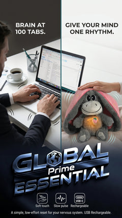 Global Prime Essential Strawberry Donkey Breathing Plush Doll, a calming plush toy with a cute strawberry donkey design for stress relief.