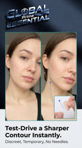 Global Prime Essential invisible face lift stickers applied along jawline and cheeks for instant skin tightening and lifting.