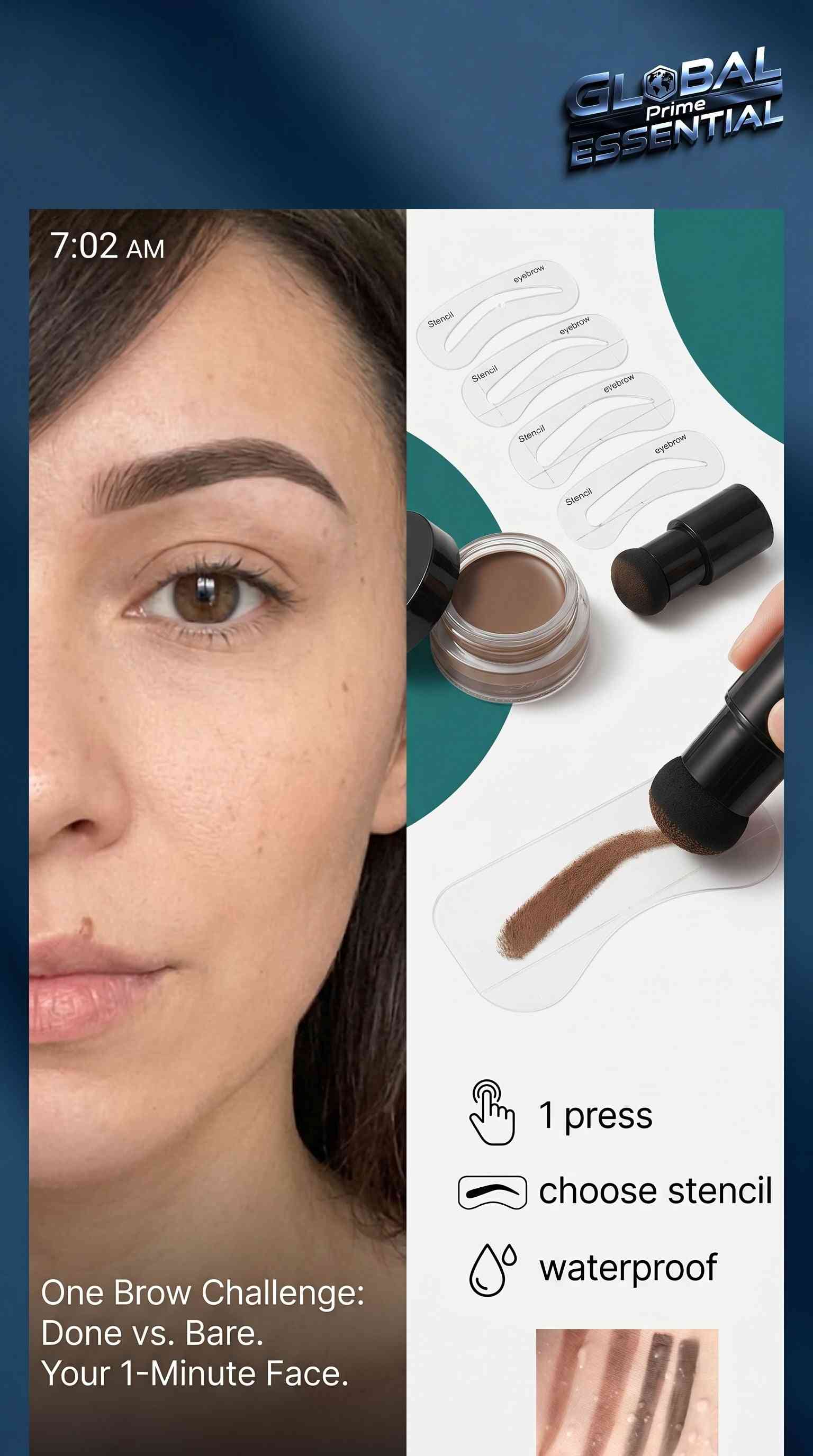 Eyebrow Powder Stamp Tint & Stencil Kit – Waterproof, Long-Lasting, Natural Brow Shaping