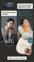 Global Prime Essential electric trapezius massage pillow providing instant relief in 10 minutes for neck and shoulder tension.